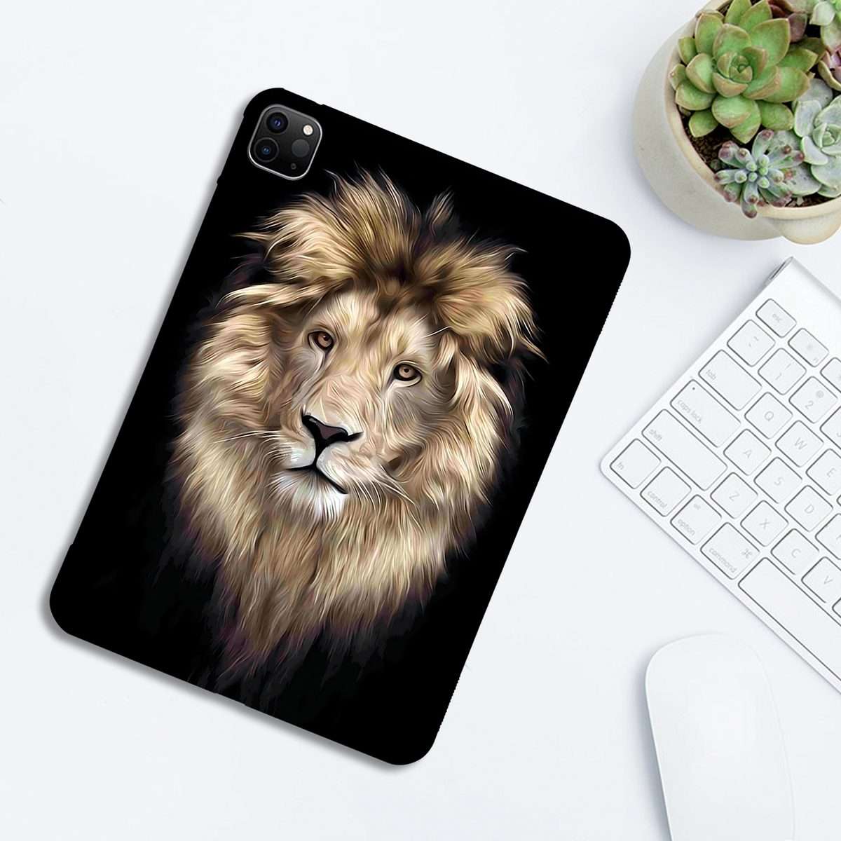 For iPad Pro 12.9 2022 / 2021 / 2020 Color Painting Pattern Smart Tablet TPU Case(Lion)