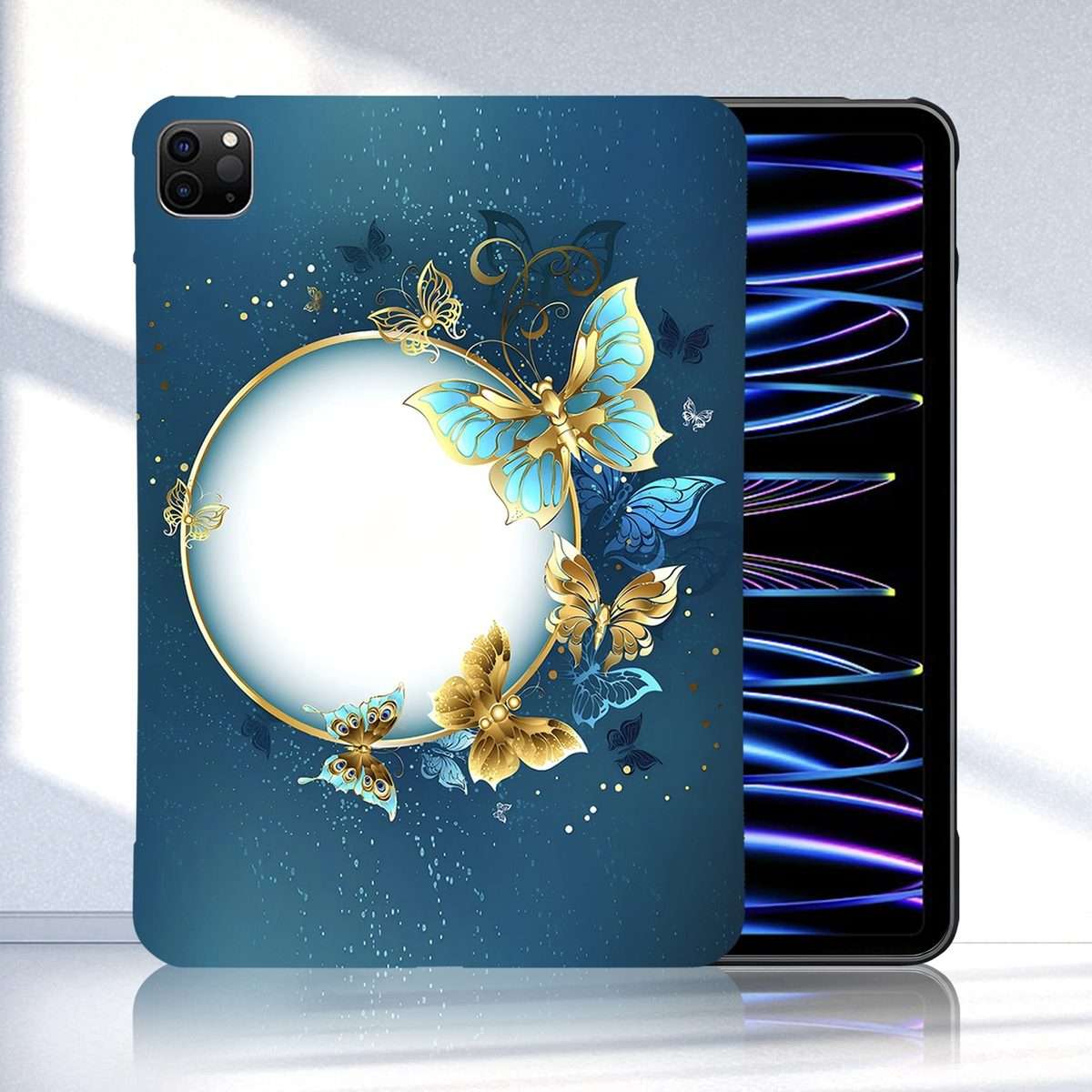 For iPad Pro 12.9 2022 / 2021 / 2020 Color Painting Pattern Smart Tablet TP ... (Butterfly Circle)