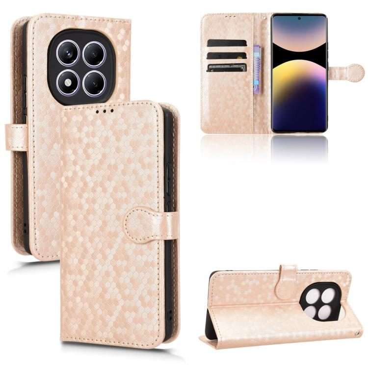 For Redmi Note 14 Pro 4G Honeycomb Dot Texture Leather Phone Case(Gold)