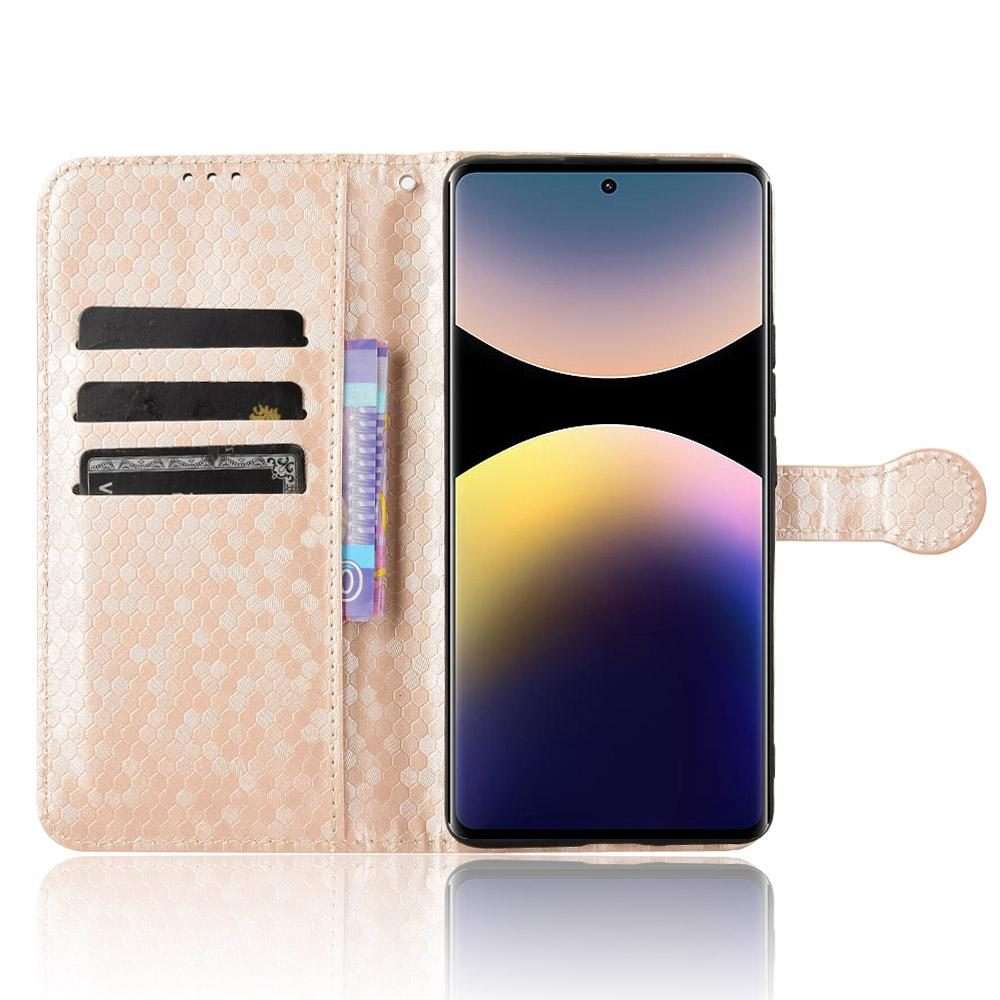 For Redmi Note 14 Pro 4G Honeycomb Dot Texture Leather Phone Case(Gold)