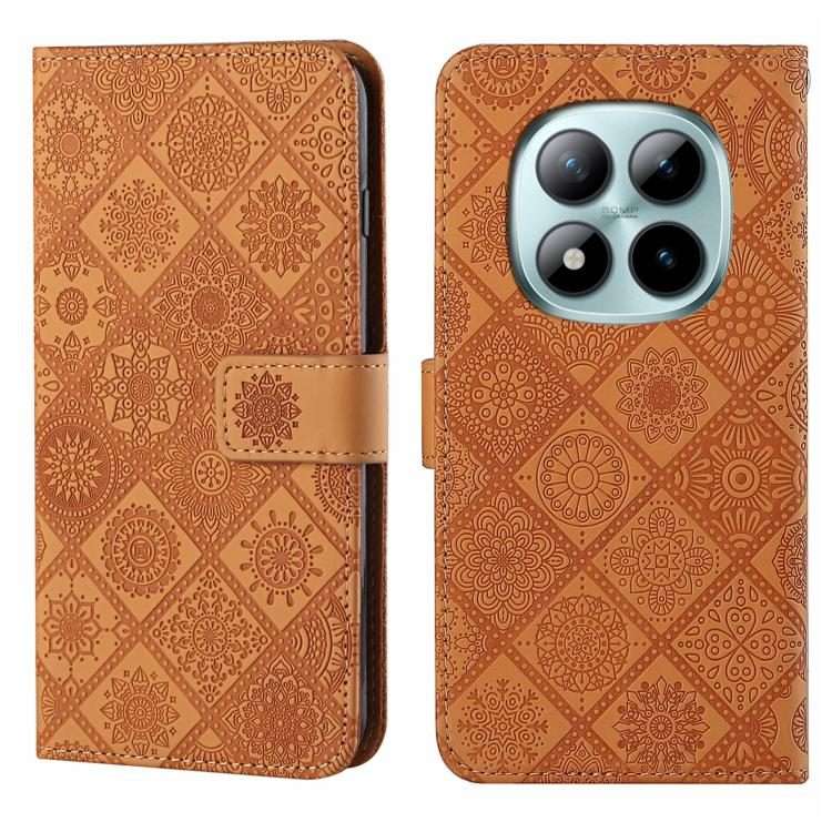 For Redmi Note 15 Pro 5G Global 163.6mm Ethnic Style Embossed Pattern Leather Phone Case(Brown)