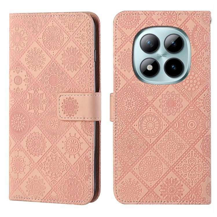 For Redmi Note 15 Pro 5G Global 163.6mm Ethnic Style Embossed Pattern Leather Phone Case(Pink)