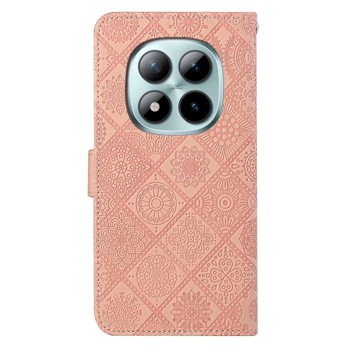 For Redmi Note 15 Pro 5G Global 163.6mm Ethnic Style Embossed Pattern Leather Phone Case(Pink)