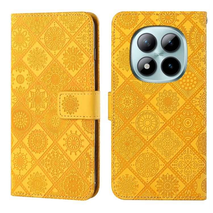 For Redmi Note 15 Pro 5G Global 163.6mm Ethnic Style Embossed Pattern Leather Phone Case(Yellow)