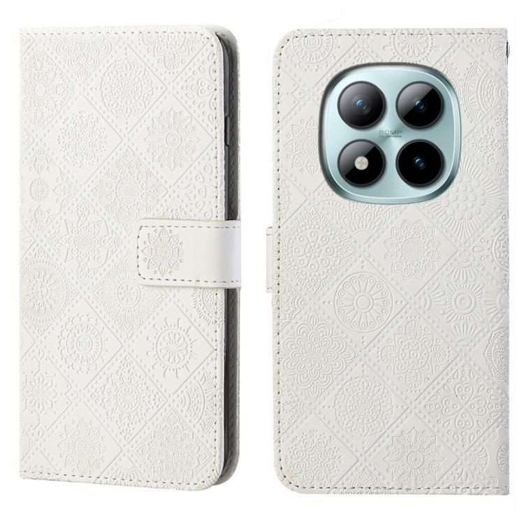 For Redmi Note 15 Pro 5G Global 163.6mm Ethnic Style Embossed Pattern Leather Phone Case(White)