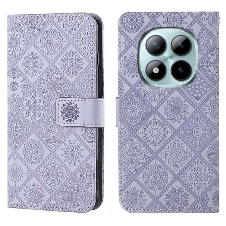 For Redmi Note 15 Pro 5G Global 163.6mm Ethnic Style Embossed Pattern Leather Phone Case(Purple)