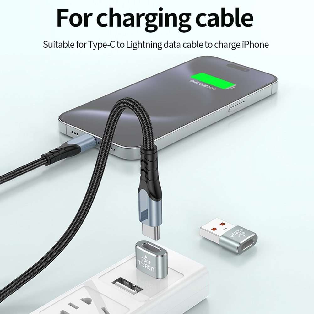 120W 10Gbps USB3.1 Male to USB-C / Type-C Female OTG Mini Adapter(Black)