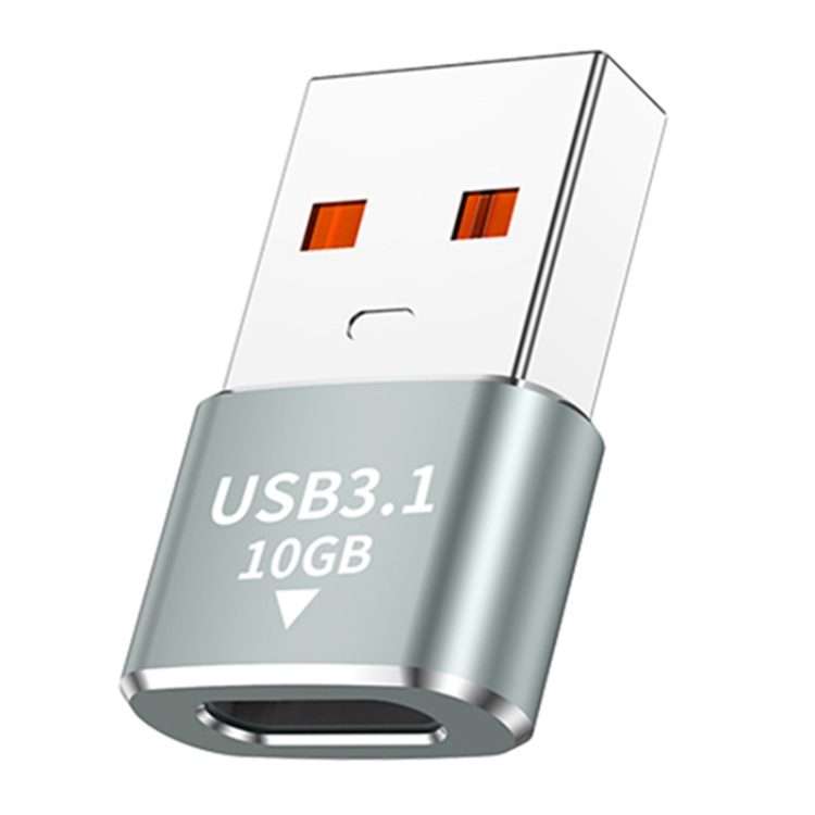120W 10Gbps USB3.1 Male to USB-C / Type-C Female OTG Mini Adapter(Grey)