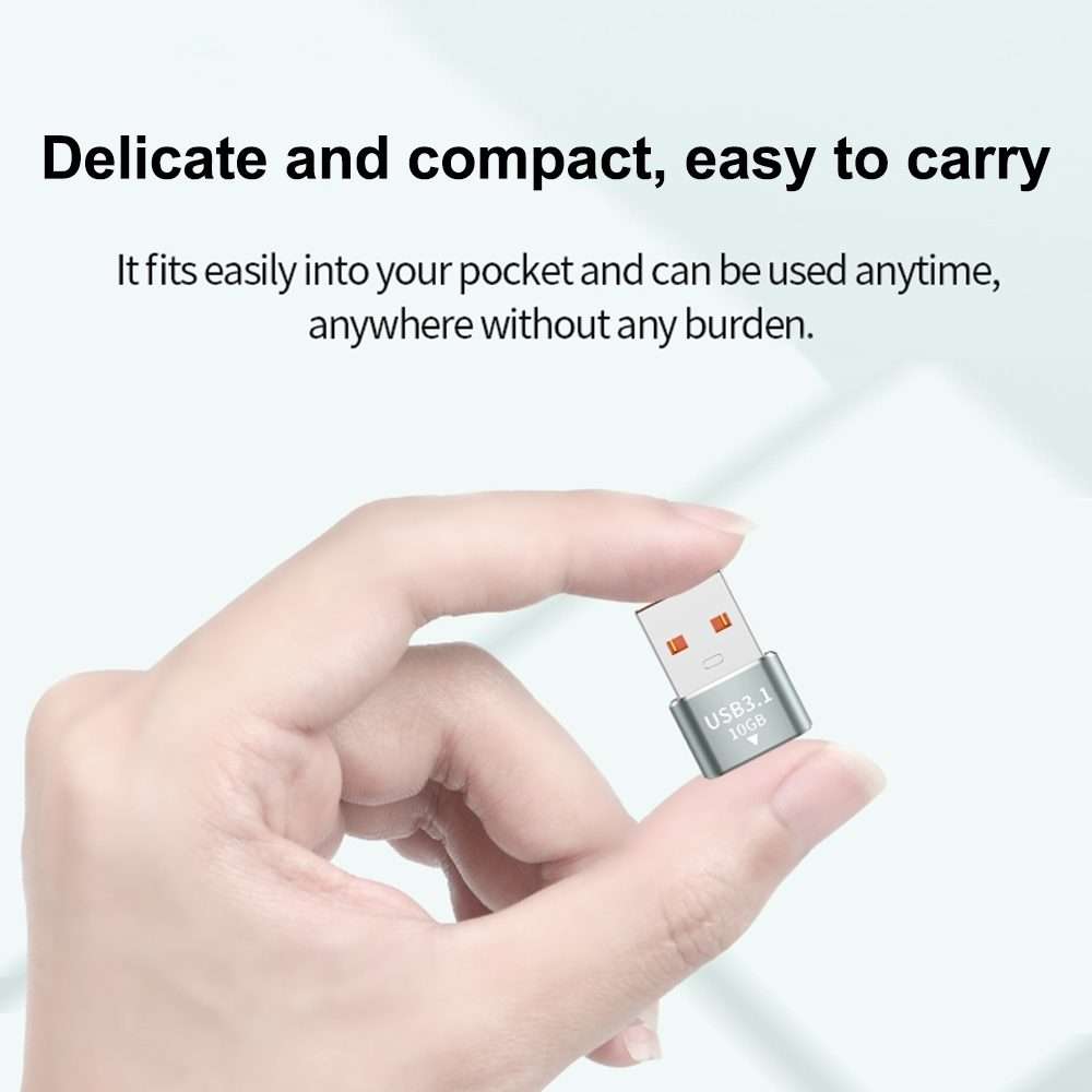 120W 10Gbps USB3.1 Male to USB-C / Type-C Female OTG Mini Adapter(Grey)