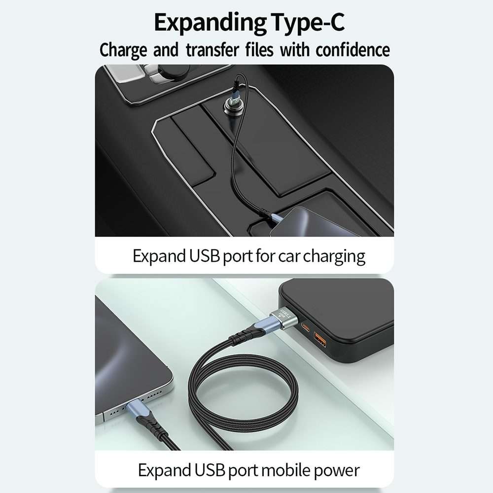 120W 10Gbps USB3.1 Male to USB-C / Type-C Female OTG Mini Adapter(Silver)