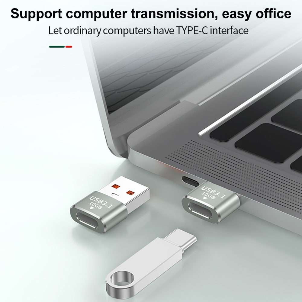 120W 10Gbps USB3.1 Male to USB-C / Type-C Female OTG Mini Adapter(Silver)