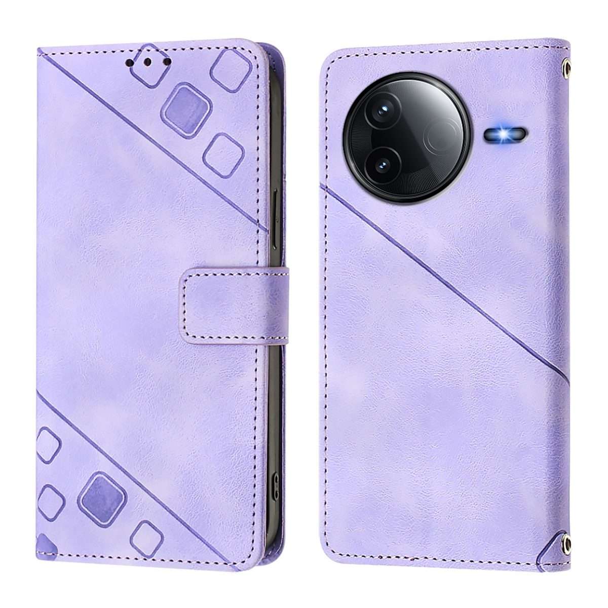 For Redmi K80 5G / K80 Pro 5G Skin-feel Embossed Leather Phone Case(Light Purple)