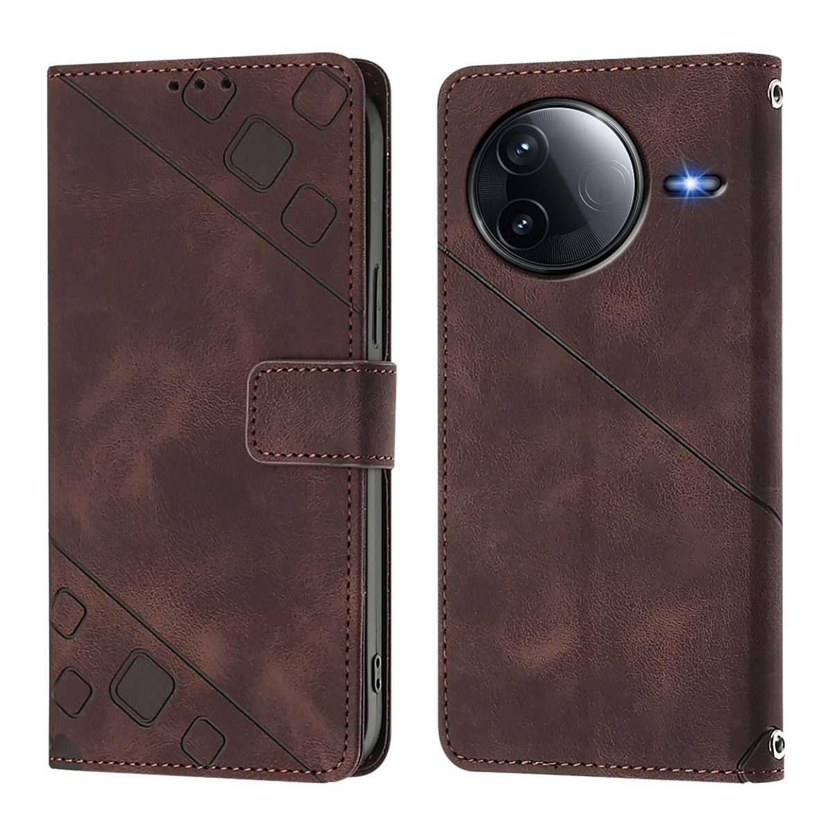 For Redmi K80 5G / K80 Pro 5G Skin-feel Embossed Leather Phone Case(Brown)