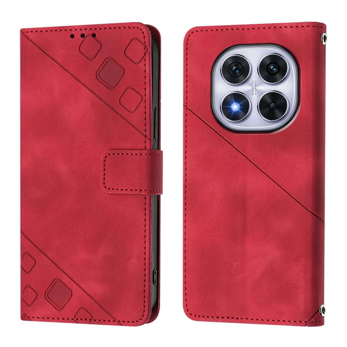 For Redmi Note 14 Pro 4G Skin-feel Embossed Leather Phone Case(Red)