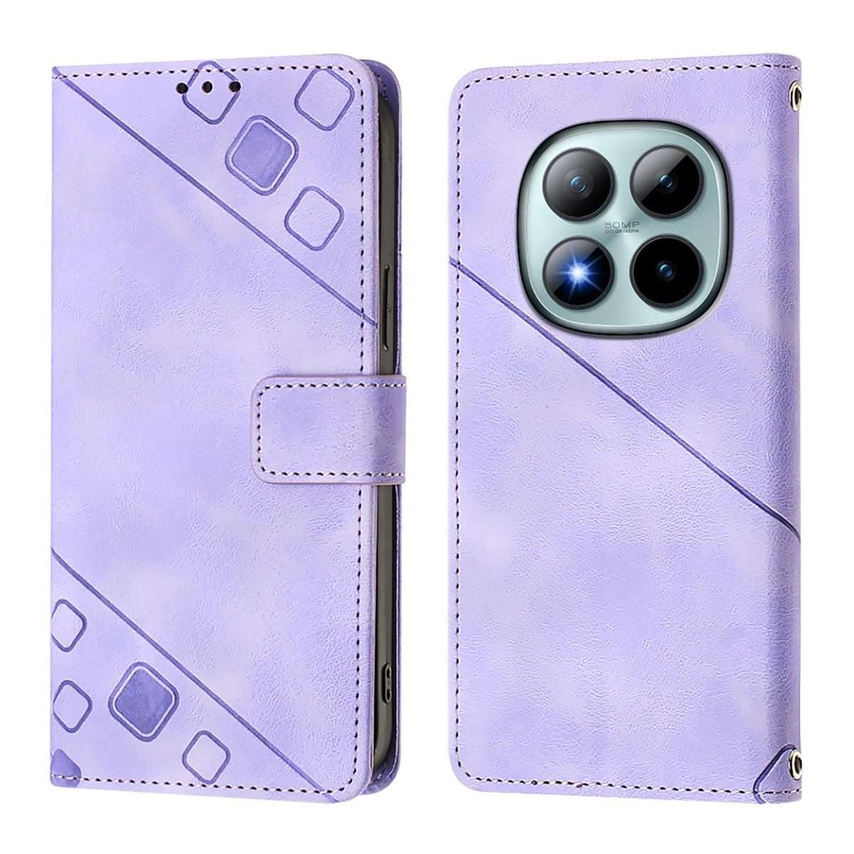 For Redmi Note 15 Pro+ 5G Global 163.3mm Skin-feel Embossed Leather Phone Case(Light Purple)
