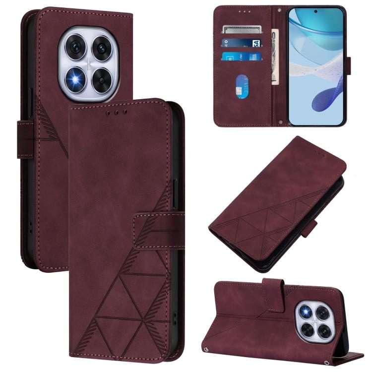For Redmi Note 14 Pro 5G Global Crossbody 3D Embossed Flip Leather Phone Case(Wine Red)