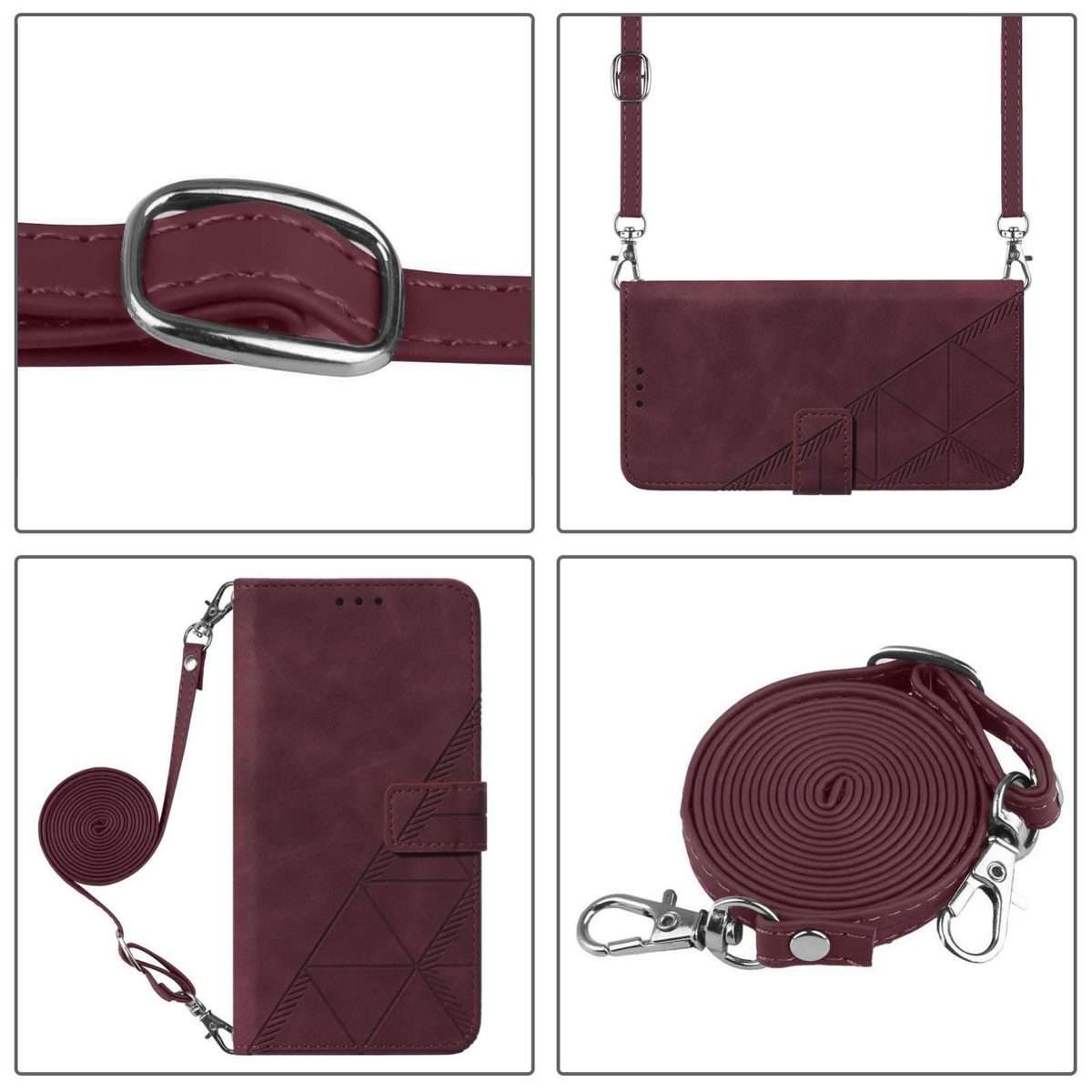 For Redmi Note 14 Pro 5G Global Crossbody 3D Embossed Flip Leather Phone Case(Wine Red)
