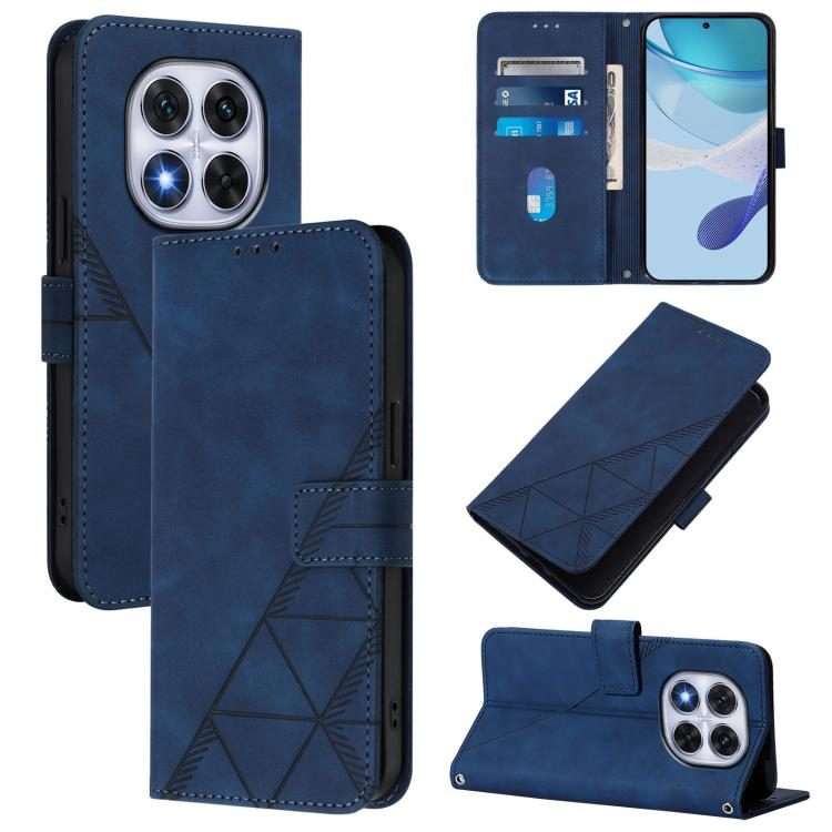 For Redmi Note 14 Pro 5G Global Crossbody 3D Embossed Flip Leather Phone Case(Blue)