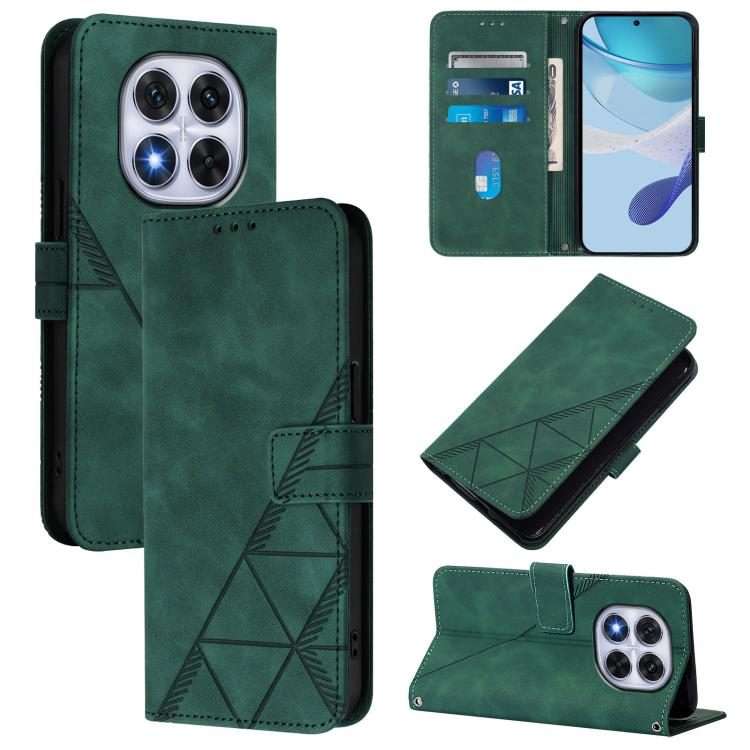 For Redmi Note 14 Pro 5G Global Crossbody 3D Embossed Flip Leather Phone Case(Green)