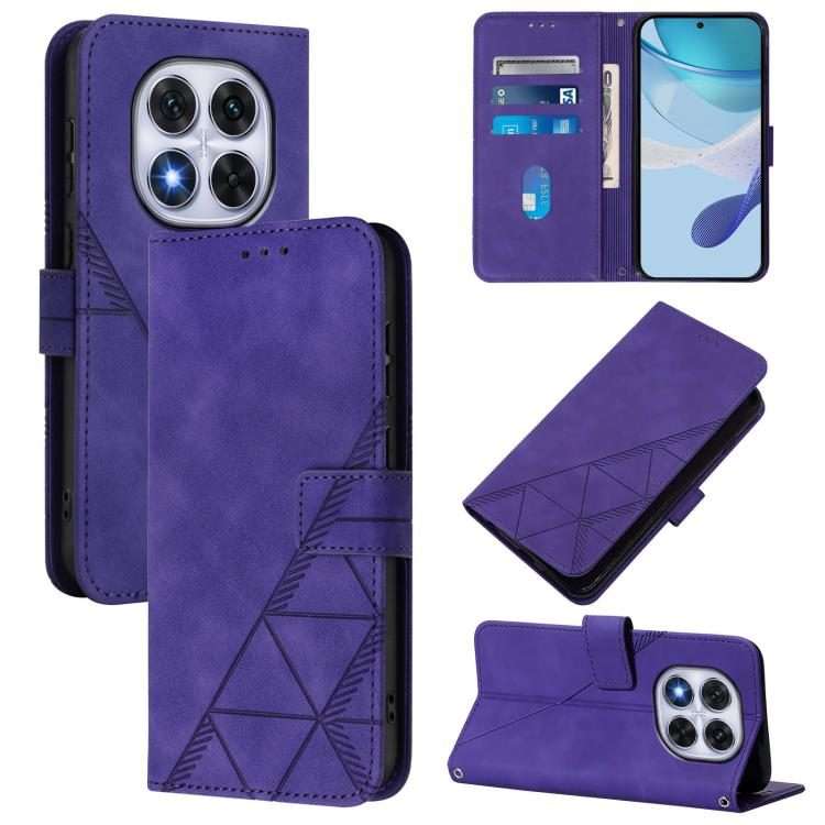 For Redmi Note 14 Pro 5G Global Crossbody 3D Embossed Flip Leather Phone Case(Purple)