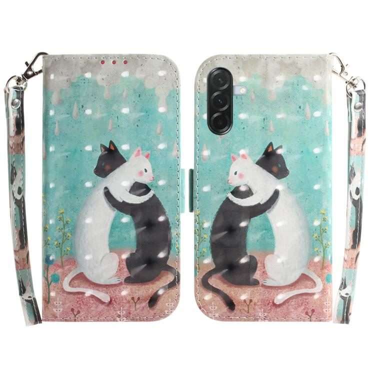 For Samsung Galaxy A57 5G 3D Colored Horizontal Flip Leather Phone Case(Black White Cat)