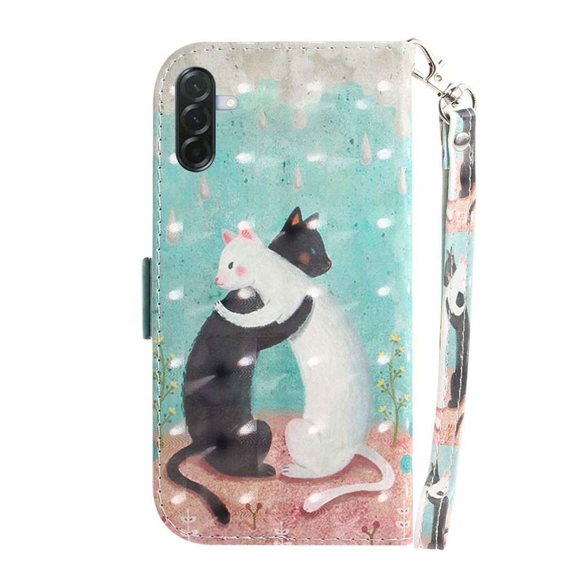 For Samsung Galaxy A57 5G 3D Colored Horizontal Flip Leather Phone Case(Black White Cat)