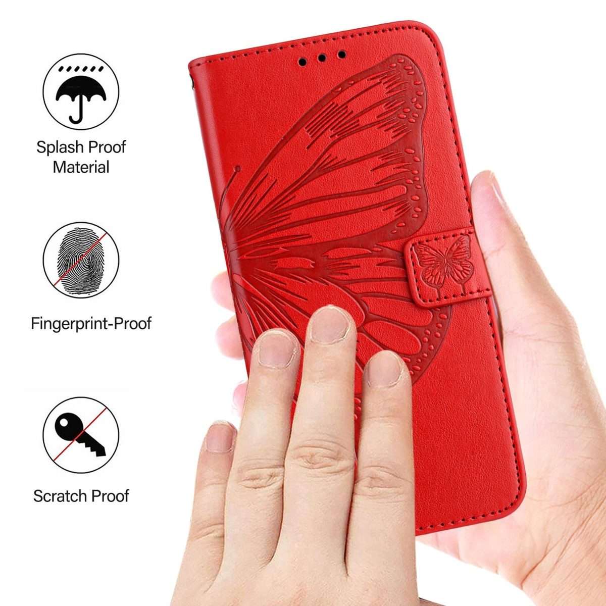 For Redmi Note 14 5G Global Embossed Butterfly Leather Phone Case(Red)