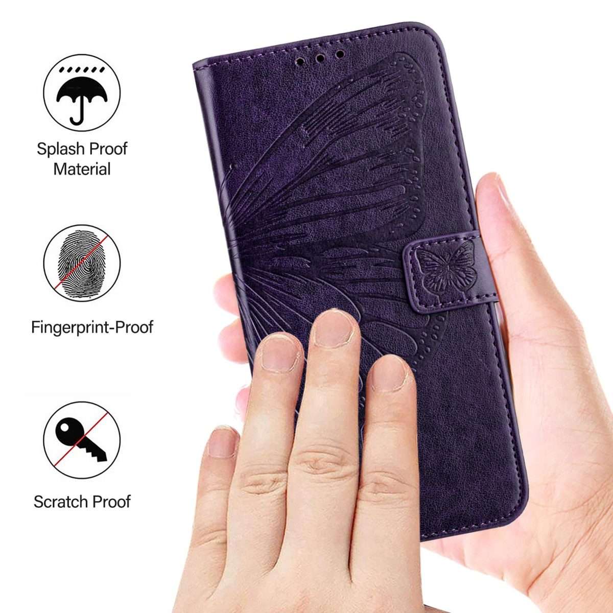 For Redmi Note 15 Pro 5G Global 163.6mm Embossed Butterfly Leather Phone Case(Dark Purple)