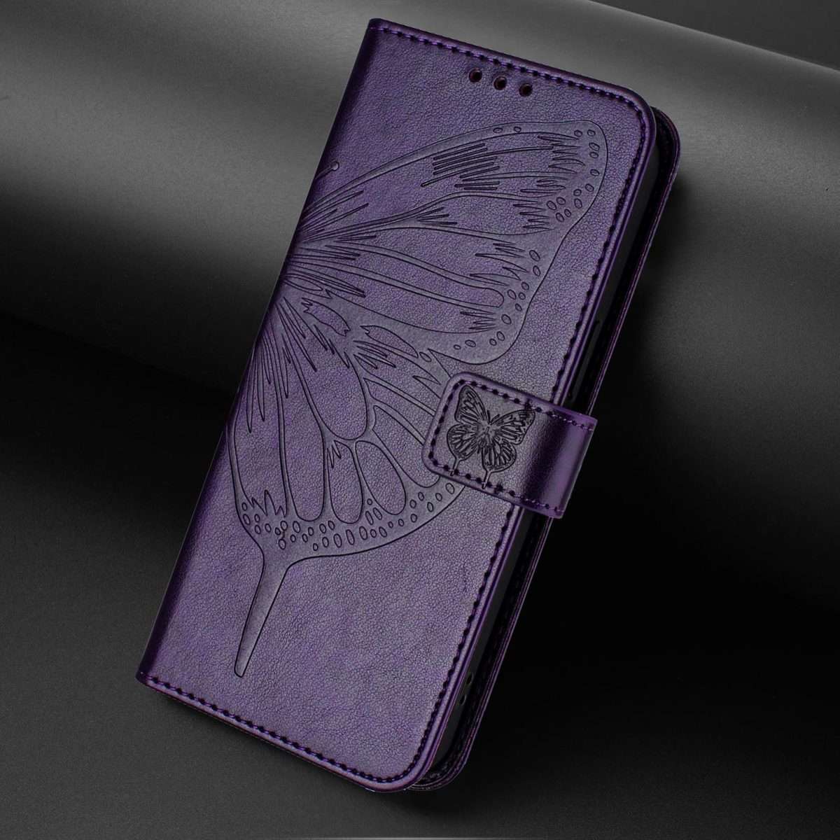 For Redmi Note 15 Pro 5G Global 163.6mm Embossed Butterfly Leather Phone Case(Dark Purple)