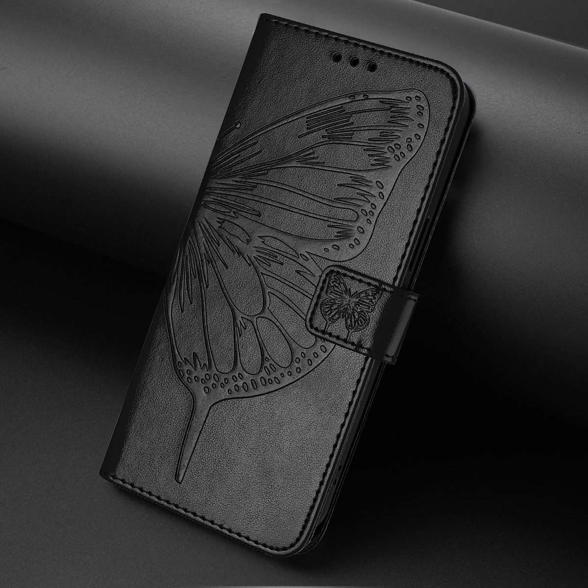 For Redmi Note 15 Pro+ 5G Global 163.3mm Embossed Butterfly Leather Phone Case(Black)