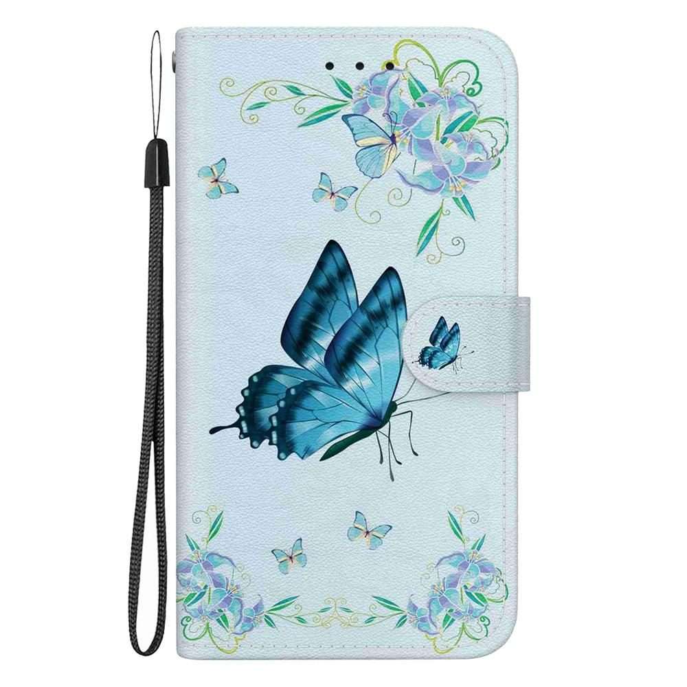 For Samsung Galaxy A57 5G Crystal Texture Colored Drawing Leather Phone Case(Blue Pansies)