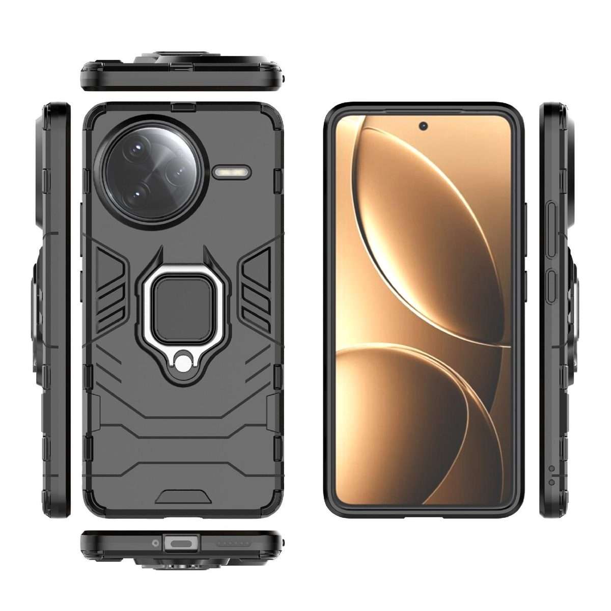 For Redmi K80 Pro / Poco F7 Ultra Shockproof PC + TPU Holder Phone Case(Black)