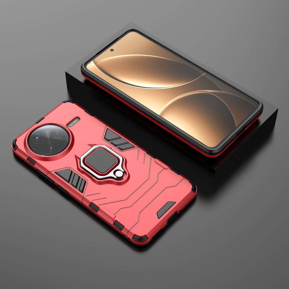 For Redmi K80 Pro / Poco F7 Ultra Shockproof PC + TPU Holder Phone Case(Red)