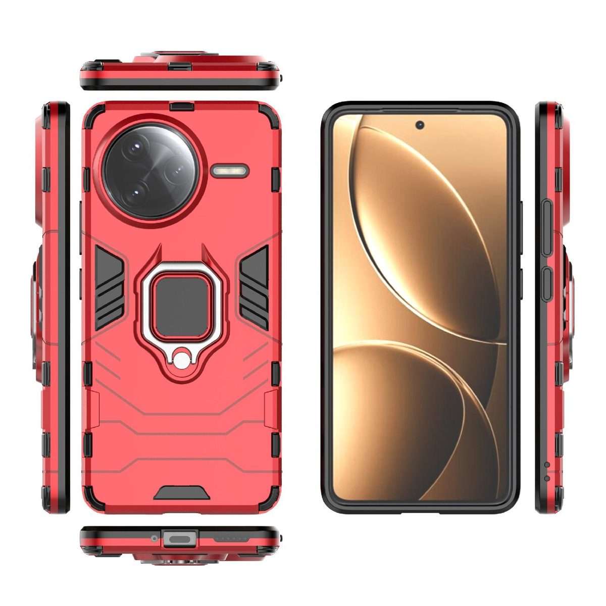 For Redmi K80 Pro / Poco F7 Ultra Shockproof PC + TPU Holder Phone Case(Red)