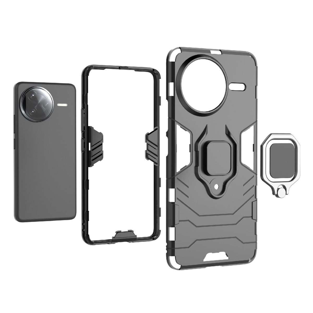 For Redmi K80 Pro / Poco F7 Ultra Shockproof PC + TPU Holder Phone Case(Red)