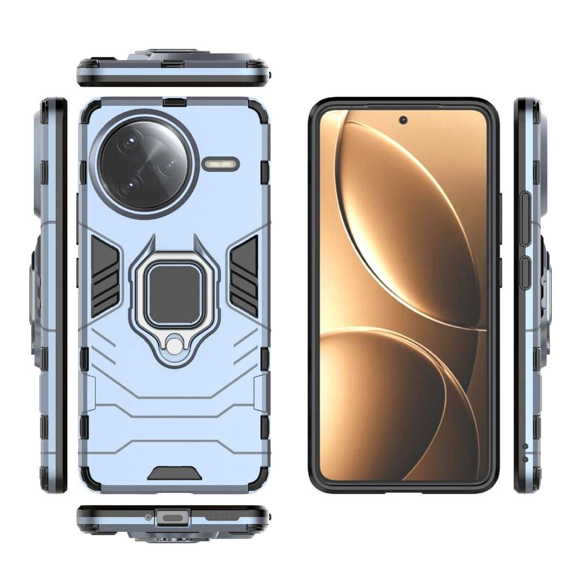 For Redmi K80 Pro / Poco F7 Ultra Shockproof PC + TPU Holder Phone Case(Navy Blue)