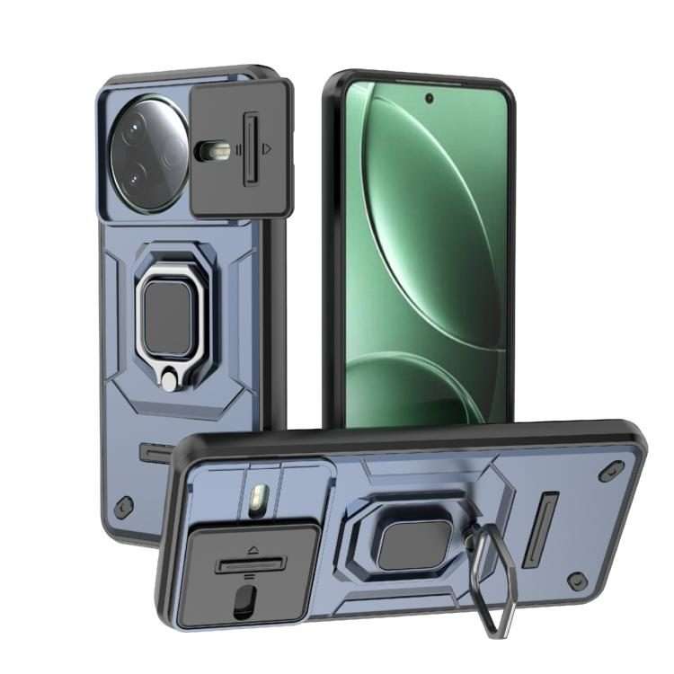 For Redmi K80 / Poco F7 Pro Sliding Camshield TPU + PC Shockproof Phone Case with Holder(Blue)