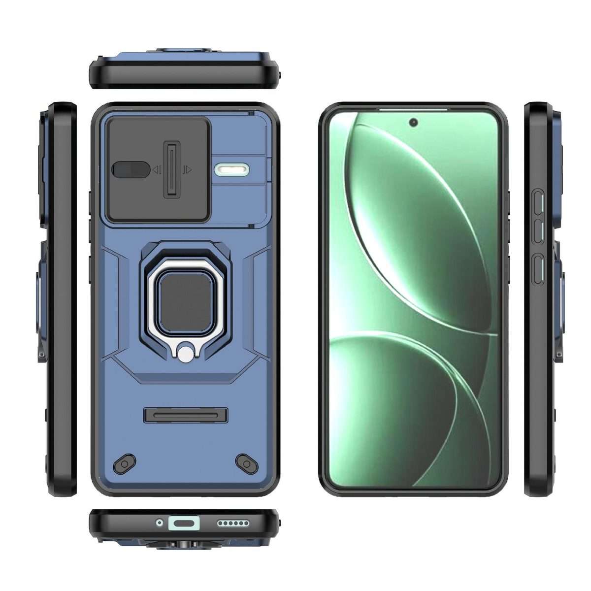 For Redmi K80 / Poco F7 Pro Sliding Camshield TPU + PC Shockproof Phone Case with Holder(Blue)