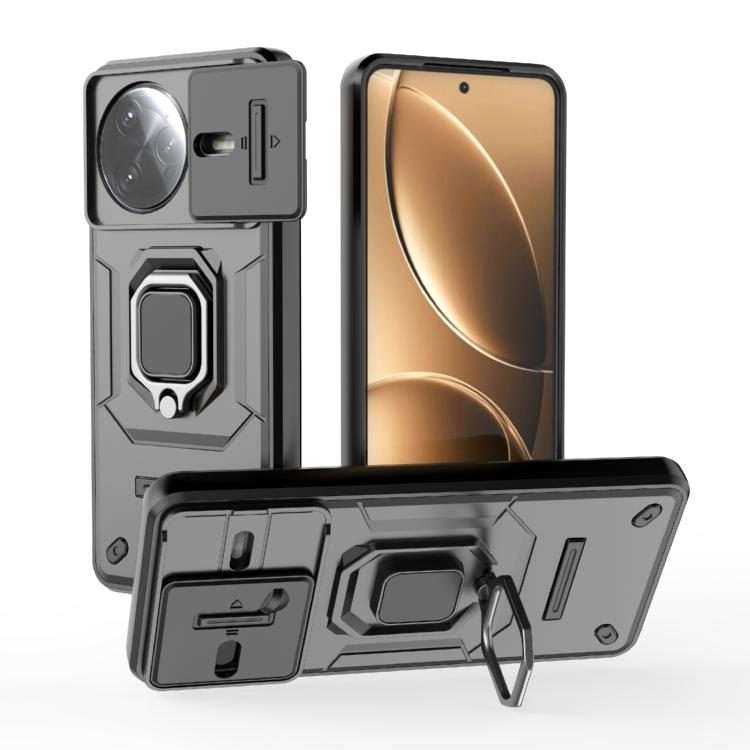 For Redmi K80 Pro / Poco F7 Ultra Sliding Camshield TPU + PC Shockproof Phone Case wit ... (Black)
