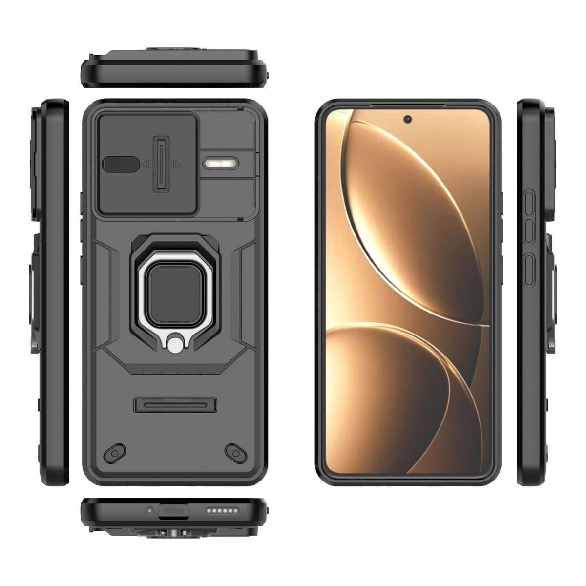 For Redmi K80 Pro / Poco F7 Ultra Sliding Camshield TPU + PC Shockproof Phone Case wit ... (Black)