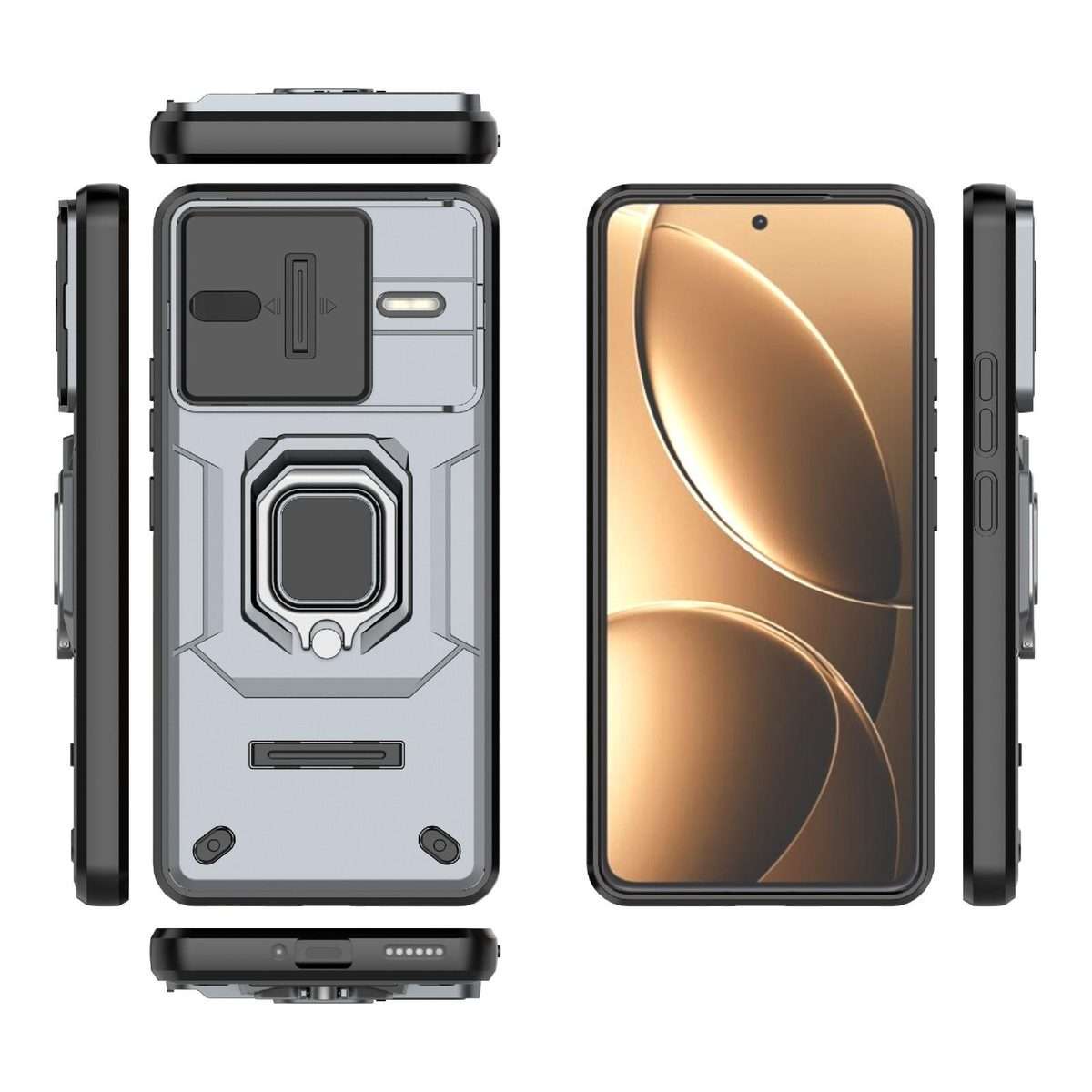 For Redmi K80 Pro / Poco F7 Ultra Sliding Camshield TPU + PC Shockproof Phone Case with ... (Grey)