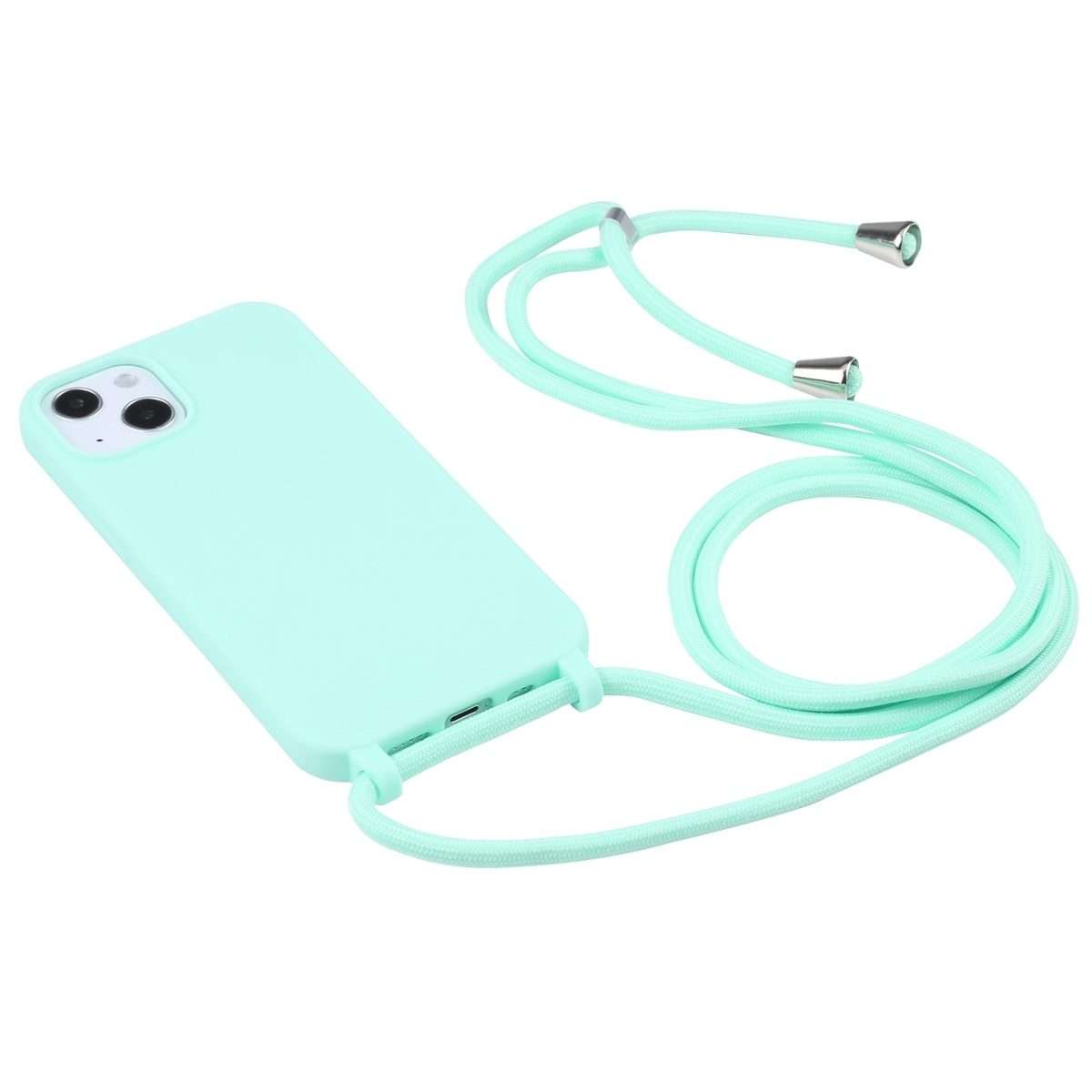 Candy Colors TPU Protective Phone Case with Lanyard For iPhone 16 Pro Max(Mint Green)