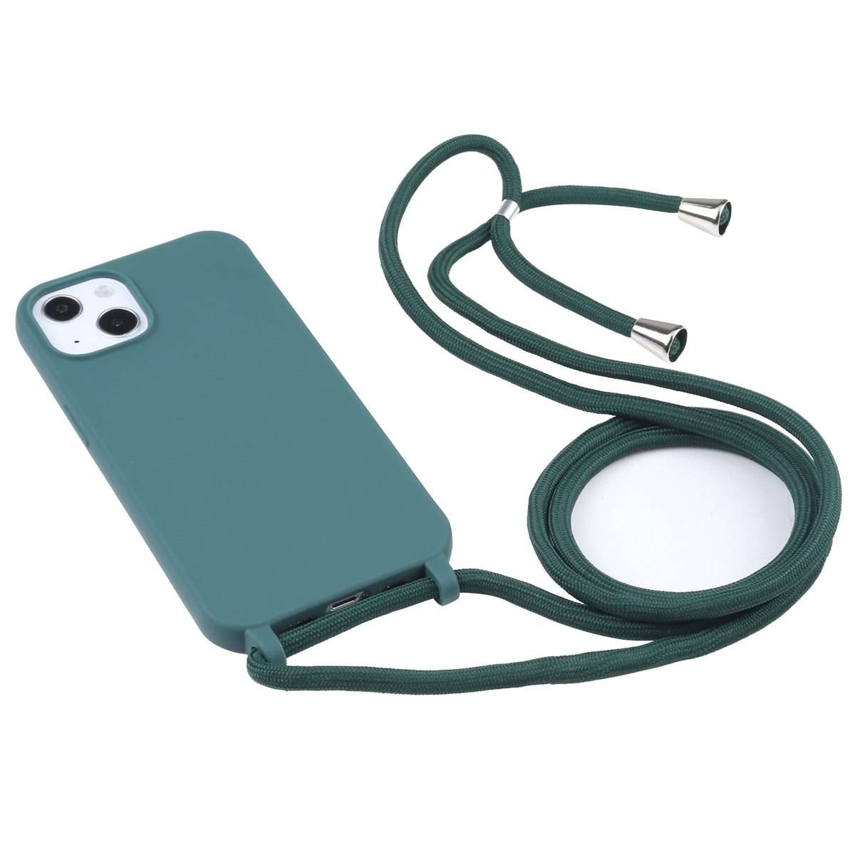 Candy Colors TPU Protective Phone Case with Lanyard For iPhone 16 Pro Max(Dark Green)