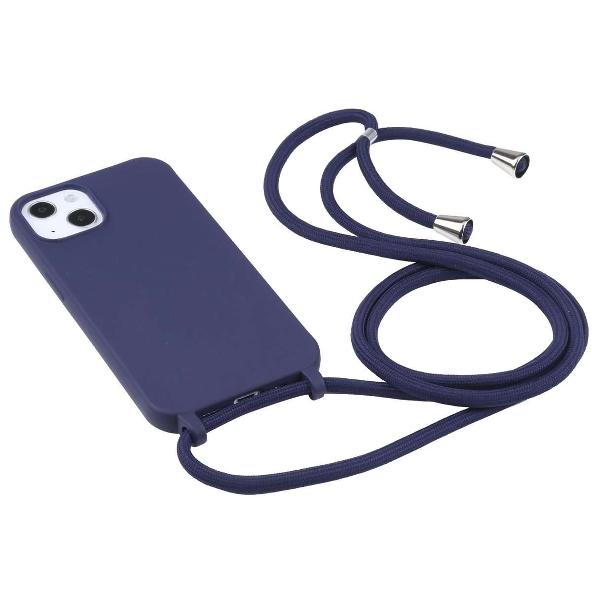 Candy Colors TPU Protective Phone Case with Lanyard For iPhone 16 Pro Max(Dark Blue)
