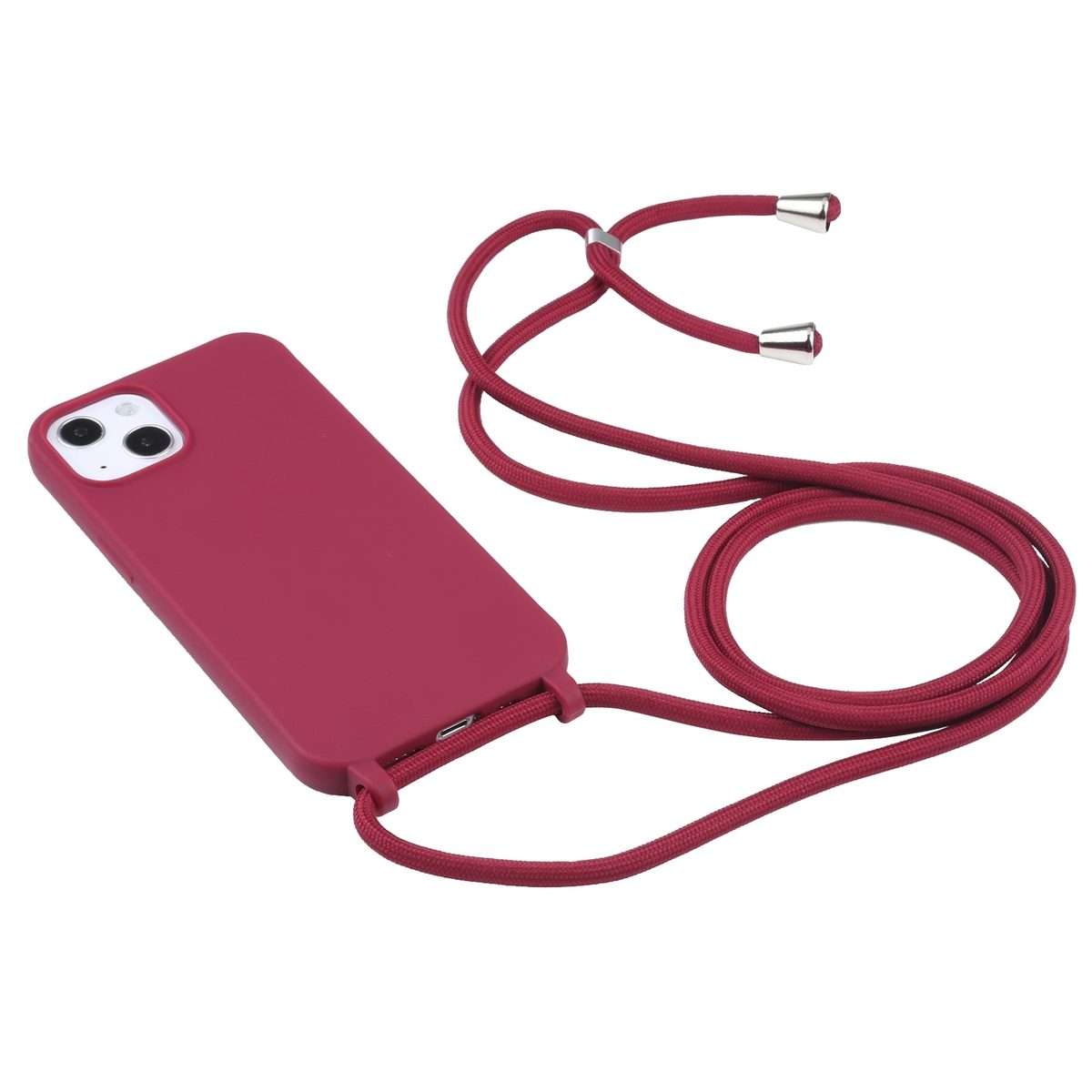 Candy Colors TPU Protective Phone Case with Lanyard For iPhone 16 Pro Max(Red)