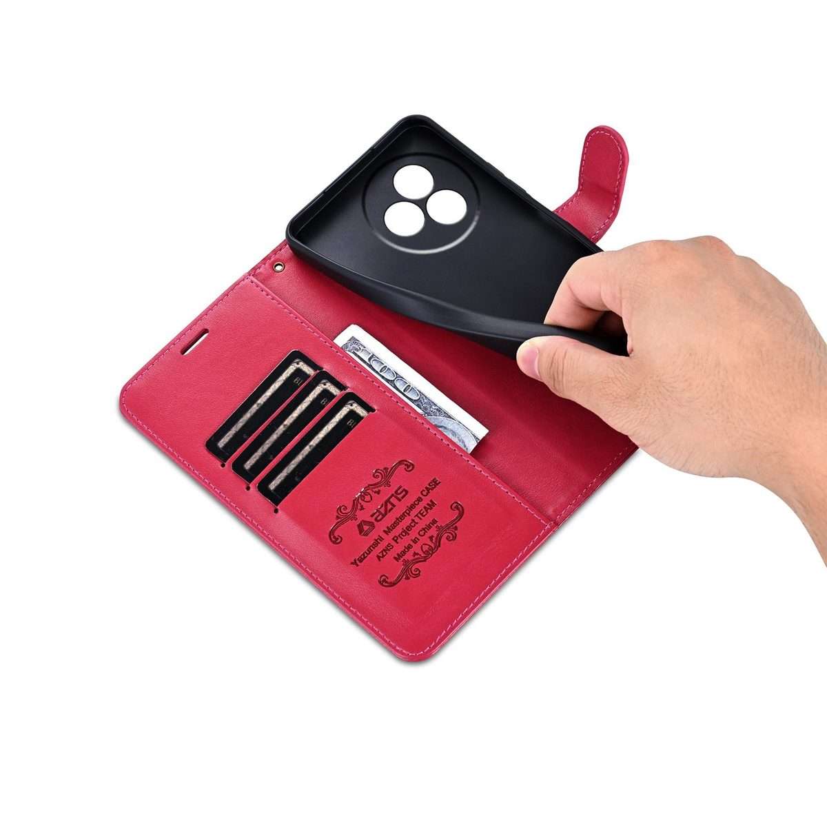 For Redmi K80 Ultra AZNS Sheepskin Texture Flip Leather Phone Case(Red)