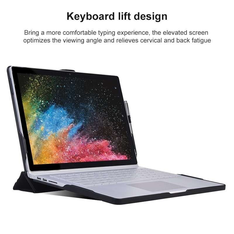 For Microsoft Surface Book 13.5 inch i5 Deformation All-inclusive Leather Laptop Case(Black)