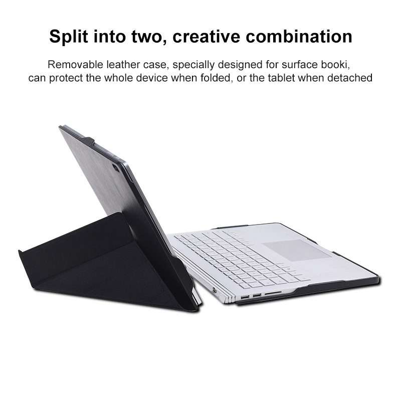For Microsoft Surface Book 13.5 inch i5 Deformation All-inclusive Leather Laptop Case(Black)