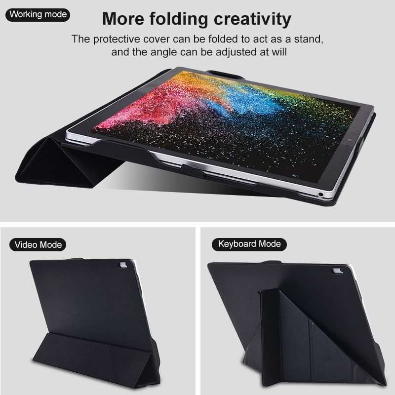 For Microsoft Surface Book 13.5 inch i5 Deformation All-inclusive Leather Laptop Case(Black)