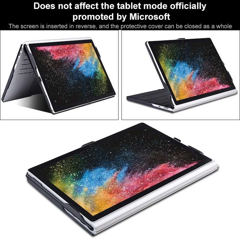 For Microsoft Surface Book 13.5 inch i5 Deformation All-inclusive Leather Laptop Case(Black)